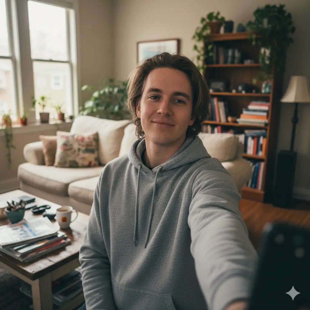 Casual selfie before AI processing